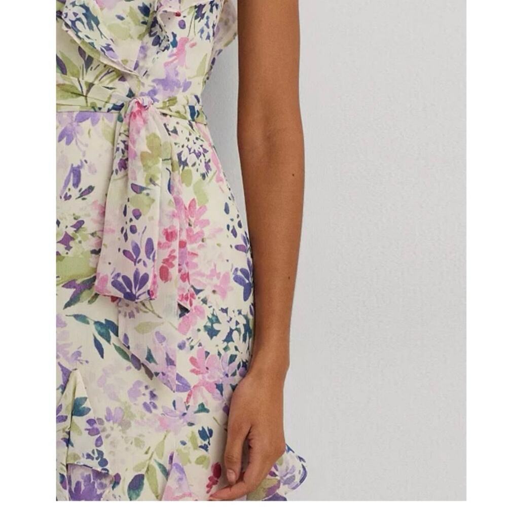 Lauren Ralph Lauren Maxi Dress Size 0 Ruffle Floral Cottagecore Feminine NWT - Picture 9 of 16